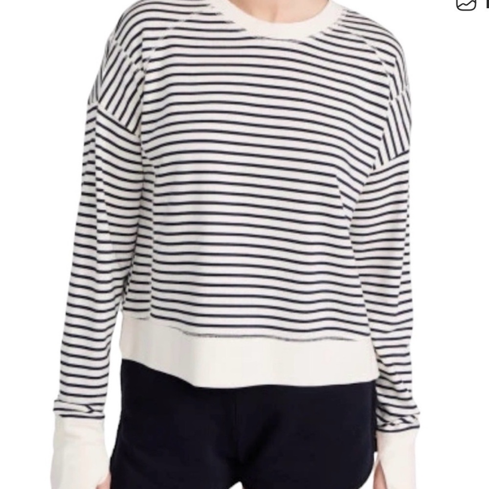 Sweaty Betty Afterclass Crop Black and White Striped Top